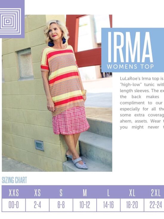 Large Lularoe Irma oversized tunic, blue with pastel SW design - Picture 2 of 2